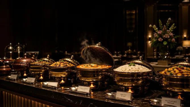 Hotel buffet spread
